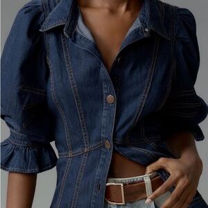 Anthropologie Dark Blue Denim Top NWT